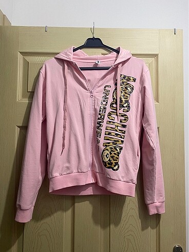 Moschino pembe fermuarlı sweatshirt