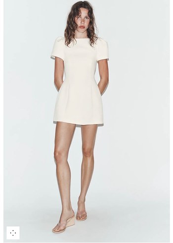 Zara Ekru Mini Elbise S Beden
