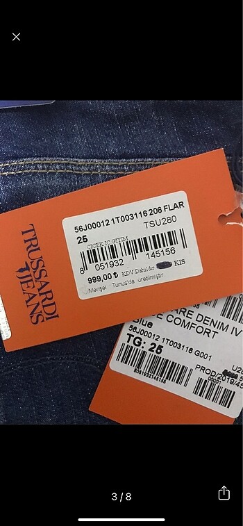 15-16 Yaş Beden Trussardi jean pantolon . Yeni Etiketli