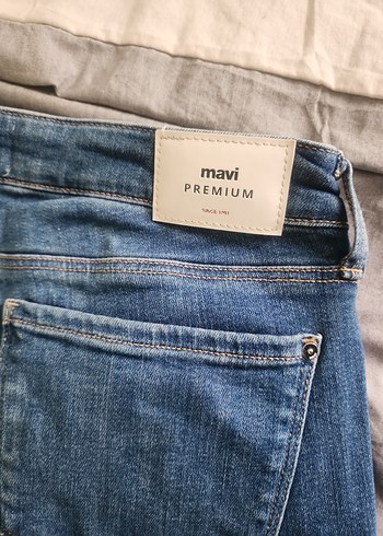 Düğmeli Mavi Kadın Kot Pantolon - Görsel 2