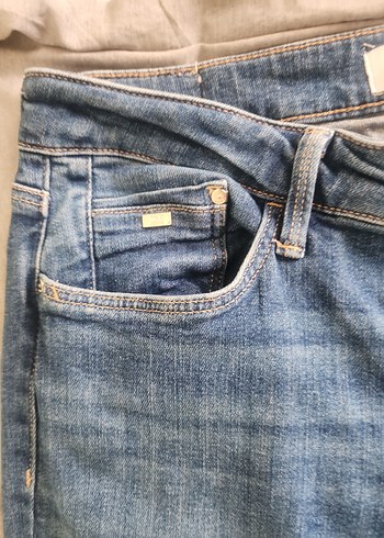 Düğmeli Mavi Kadın Kot Pantolon - Görsel 4