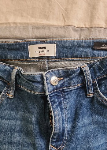 Düğmeli Mavi Kadın Kot Pantolon - Görsel 5