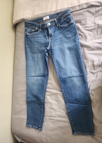 Düğmeli Mavi Kadın Kot Pantolon - Görsel 6