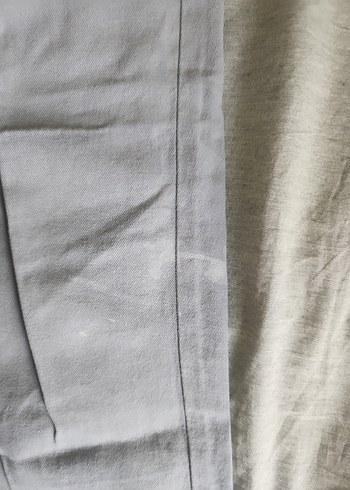 Düğmeli Bej Keten Kadın Pantolon - Görsel 2