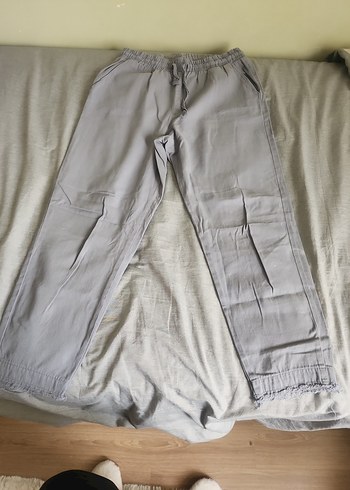 Düğmeli Bej Keten Kadın Pantolon - Görsel 4