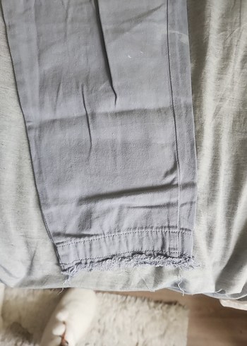 Düğmeli Bej Keten Kadın Pantolon - Görsel 3