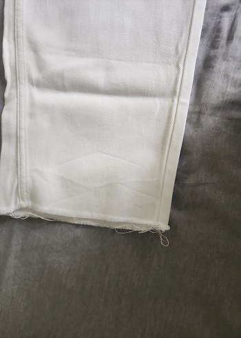 Beyaz Keten Kadın Midi Jean - Görsel 4