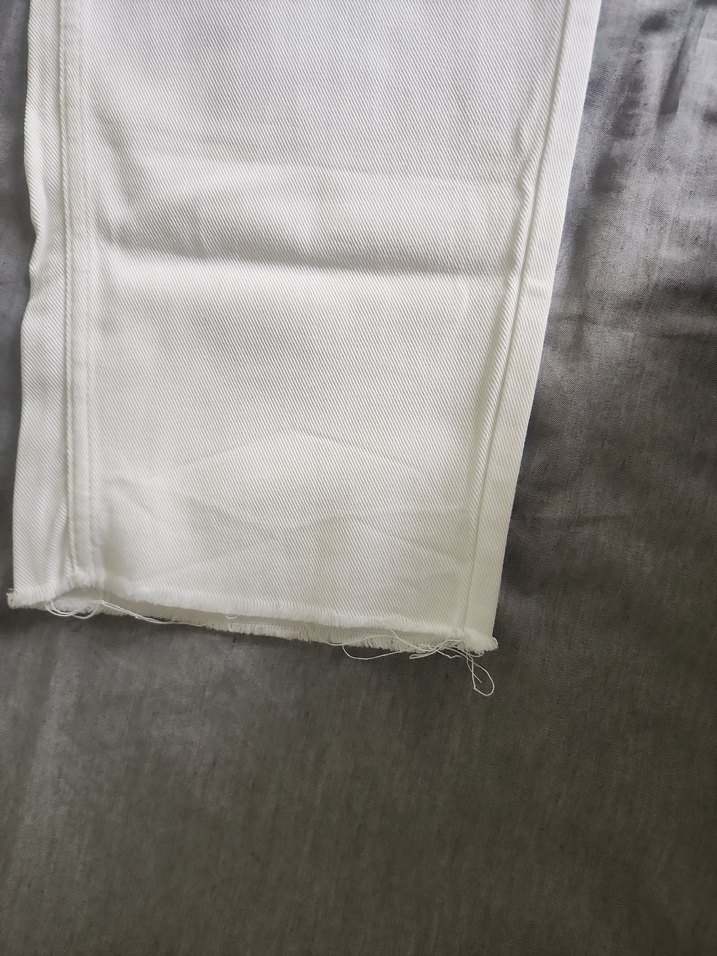 Beyaz Keten Kadın Midi Jean - Görsel 4