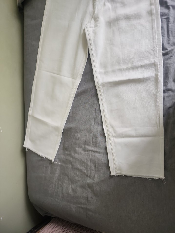 Beyaz Keten Kadın Midi Jean - Görsel 3