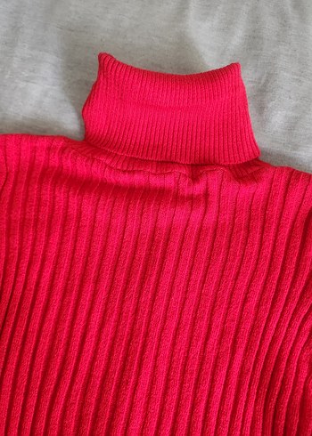 Kırmızı Balıkçı Yaka Triko Kazak - Görsel 2