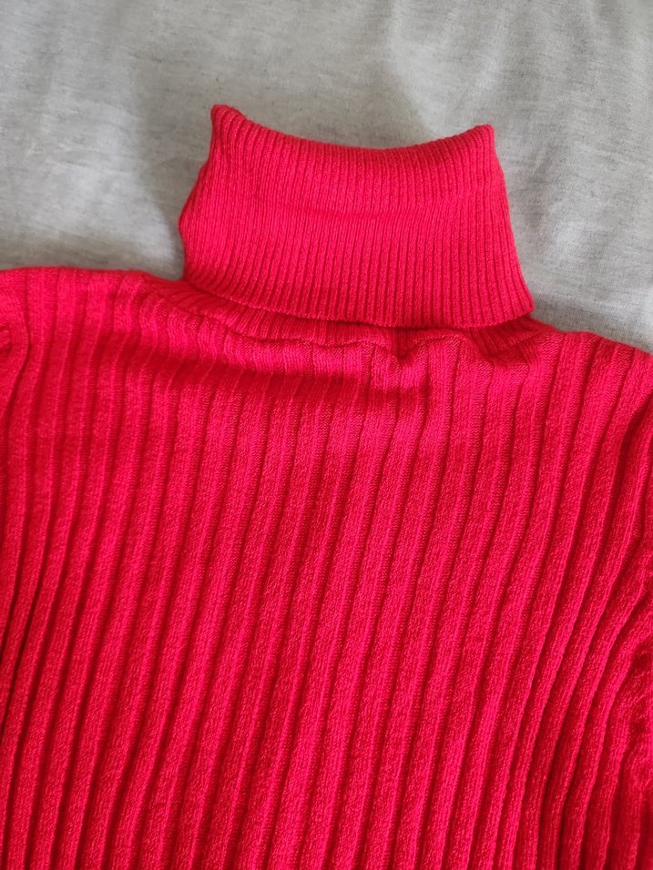 Kırmızı Balıkçı Yaka Triko Kazak - Görsel 2