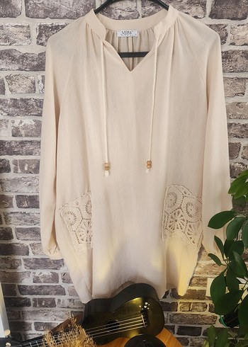 Dantel Detaylı Bohem Uzun Kollu Bluz - Görsel 2