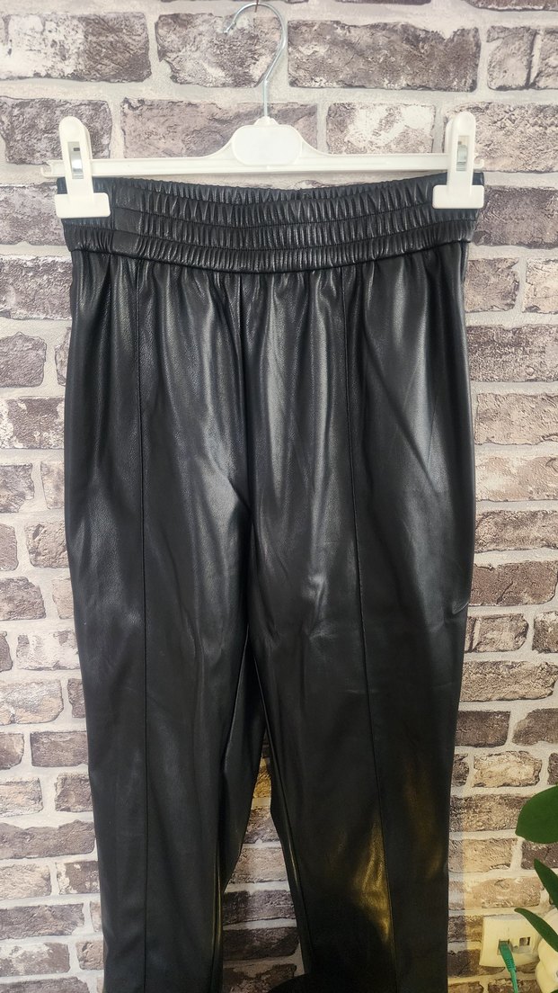 Kadın Siyah Deri Pantolon - Görsel 2