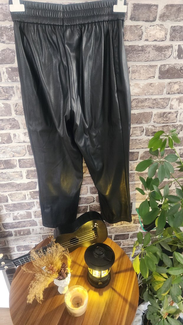 Kadın Siyah Deri Pantolon - Görsel 5