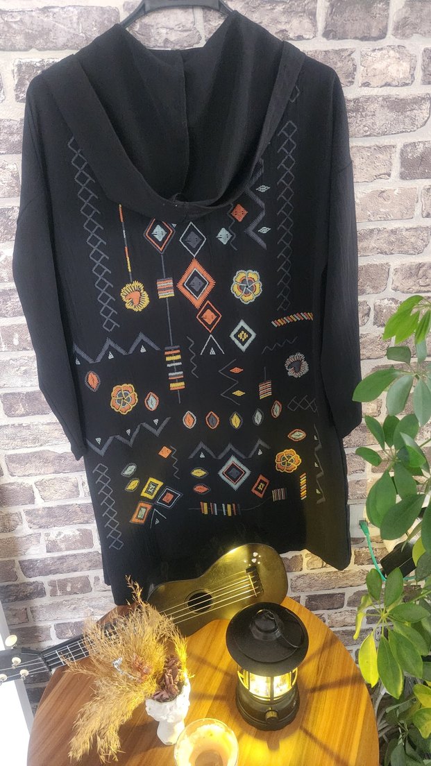 Zincir Detaylı Uzun Kollu Bohem Tunik - Görsel 4