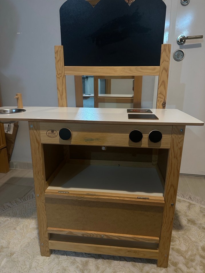 Çocuk Oyun Mutfak Seti Ahşap Beyaz - Görsel 2