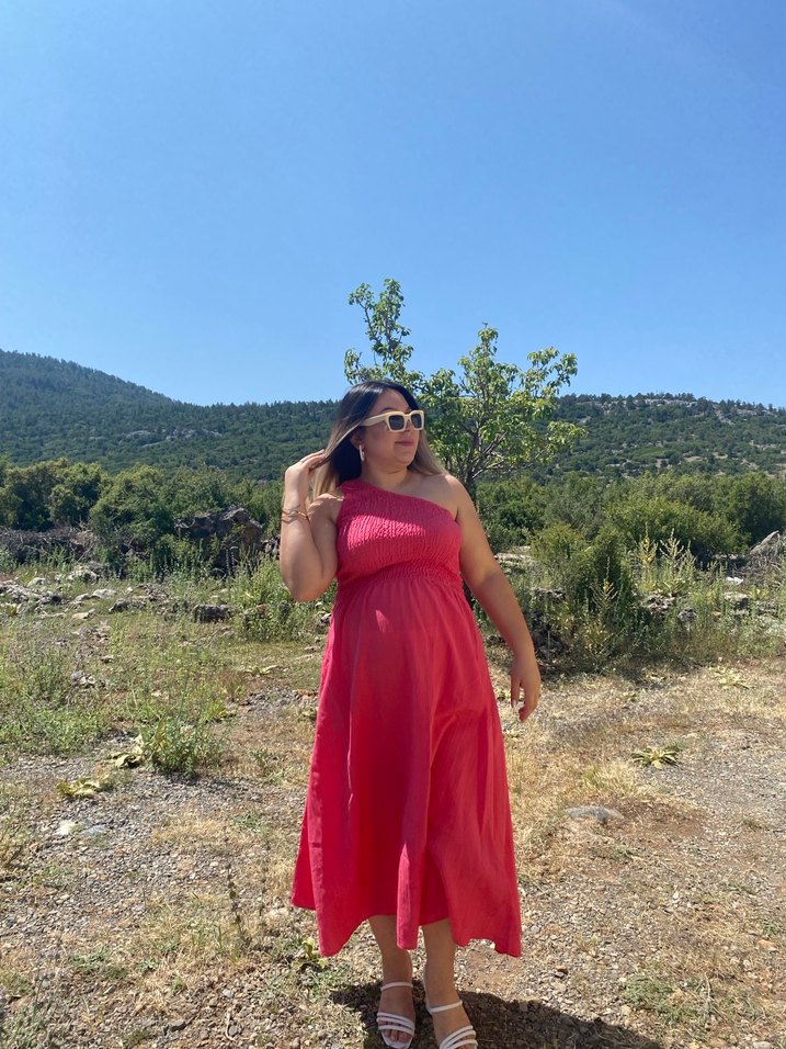 Pembe Drapeli elbise - Görsel 2