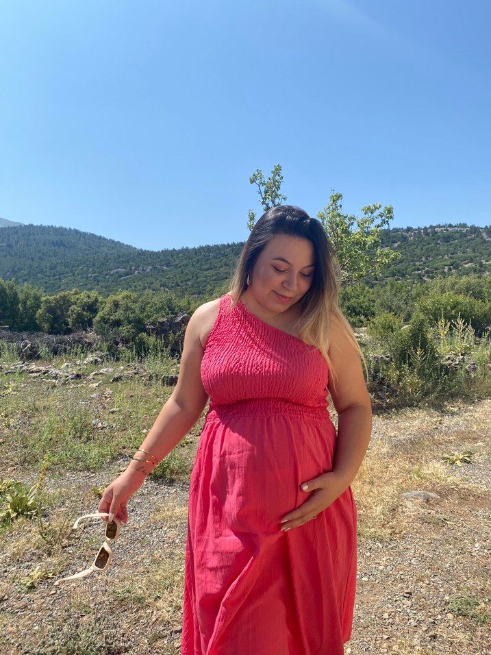 Pembe Drapeli elbise - Görsel 3