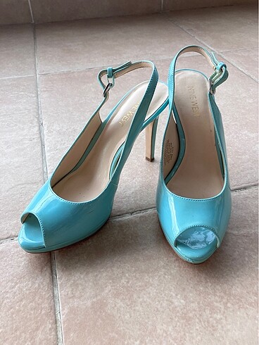 Nine West Turkuaz Rugan Topuklu