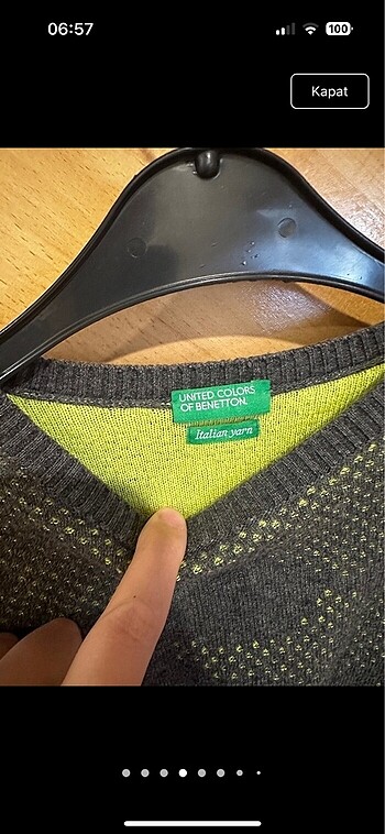 8 Yaş Beden gri Renk Benetton gri-yeşil sweater