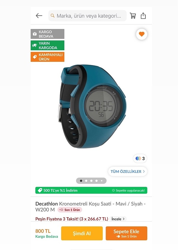 Decathlon marka kronometrili koşu saati - Görsel 2