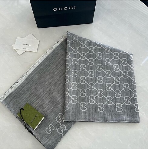 İthal Gucci marka gri şal