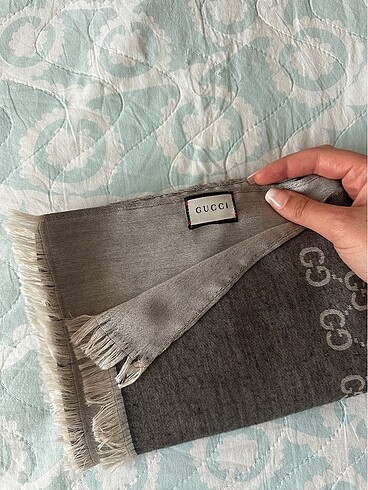 İthal Gucci marka gri şal - Görsel 3