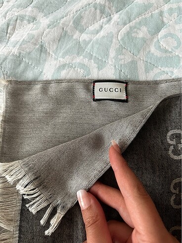 İthal Gucci marka gri şal - Görsel 5