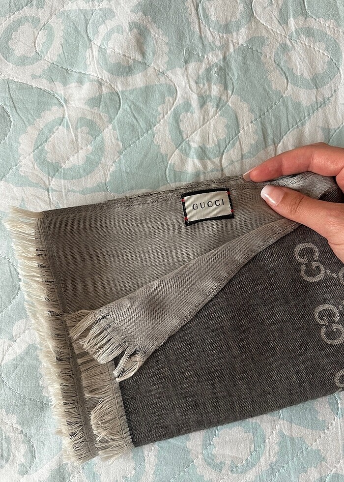 İthal Gucci marka gri şal - Görsel 3