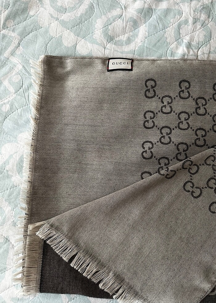 İthal Gucci marka gri şal - Görsel 4