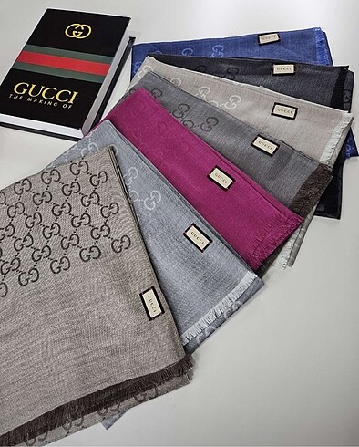 İthal Gucci marka krem rengi şal - Görsel 8