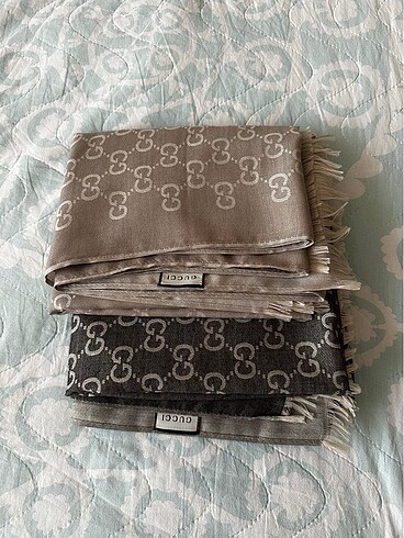 İthal Gucci marka krem rengi şal - Görsel 3