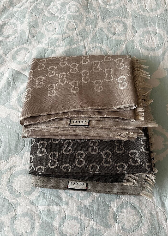 İthal Gucci marka krem rengi şal - Görsel 3