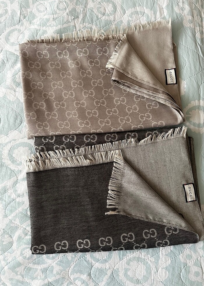 İthal Gucci marka krem rengi şal - Görsel 4