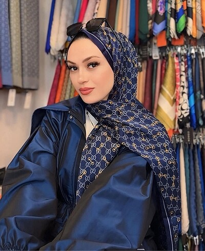 Mavi Vual ipek şal - Görsel 10