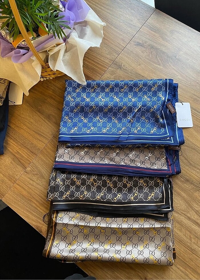 Mavi Vual ipek şal - Görsel 2