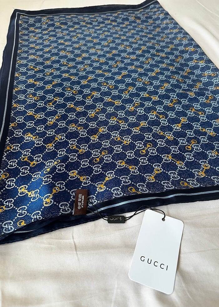 Mavi Vual ipek şal - Görsel 3