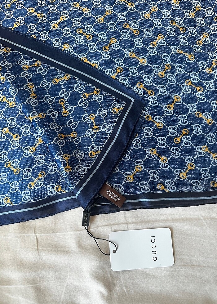 Mavi Vual ipek şal - Görsel 5