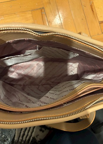 Bej Gri Tokalı Süet Kadın Çanta - Görsel 3