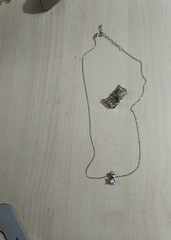 Beden beyaz Renk Zincir Detaylı Modern Klasik Kadın Takı Seti