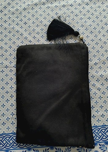 Boncuk İşlemeli Siyah Bohem Kadın Portföy Çanta - Görsel 2