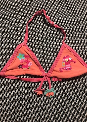 Pembe Nakışlı Kız Çocuk Bikini Üstü