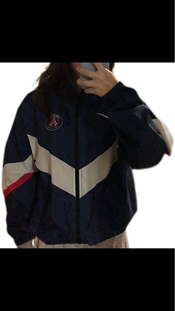 l Beden Unisex lacivert fermuarlı nike yağmurluk ceket