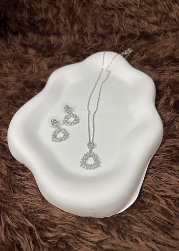 Gümüş renk taşlı kadın takı seti - Görsel 2