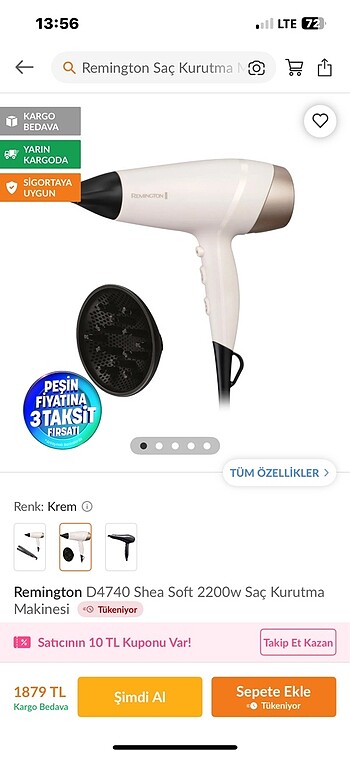 Remington saç kurutma makinesi