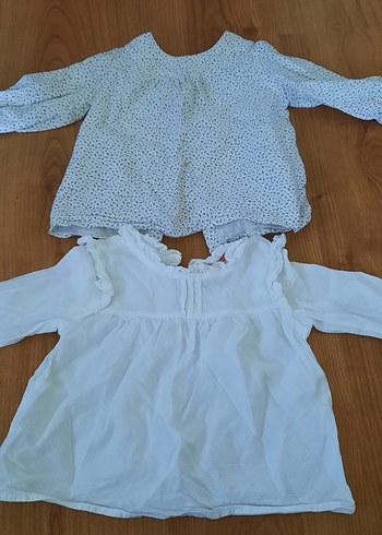 Kız Çocuk Beyaz Pamuklu Uzun Kollu Bluz