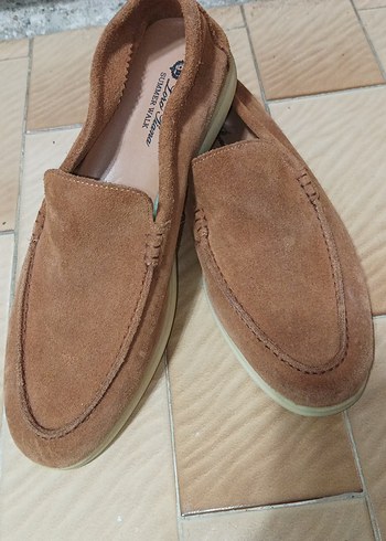 Loro Piana Bej Süet Erkek Loafer Ayakkabı