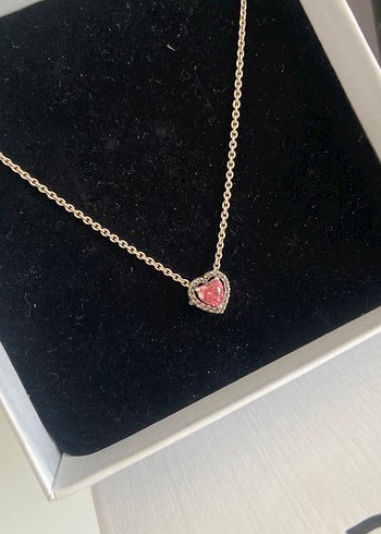 Pandora Pembe Kalp Zincir Kolye