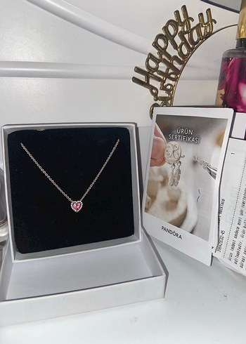 Pandora Pembe Kalp Zincir Kolye