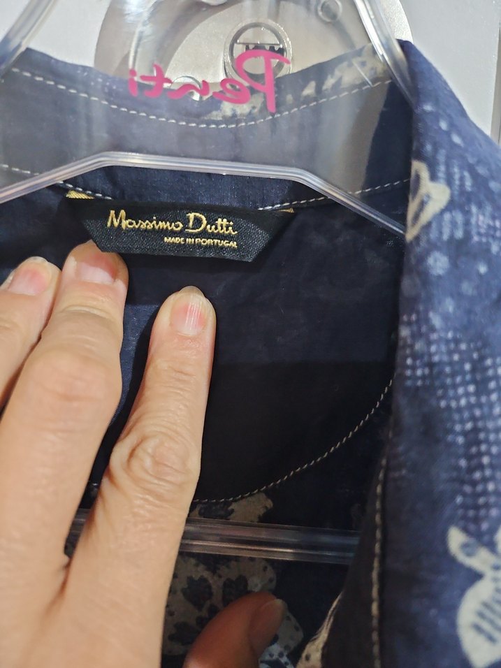 Düğmeli Lacivert Batik Desenli Kadın Gömlek - Görsel 3